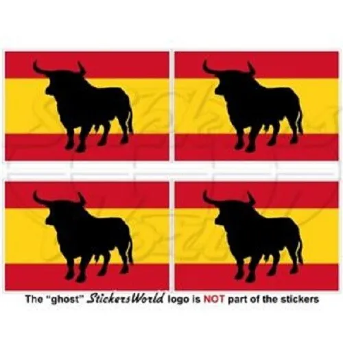 SPANIEN Spanisch Stier ESPANA Flagge, 50mm Vinyl Aufkleber x4
