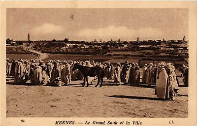 CPA ak meknes-le grand socco and city morocco (796598)