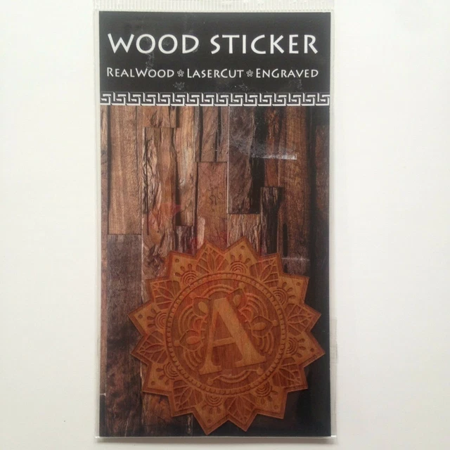 WOOD STICKER LETTER A Laser Cut Engraved Real Wood 10.00 PicClick