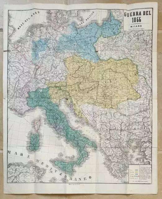 Originale Cartina Geografica Mappa Italia Guerra Del 1866 Litografia Ronchi Mi