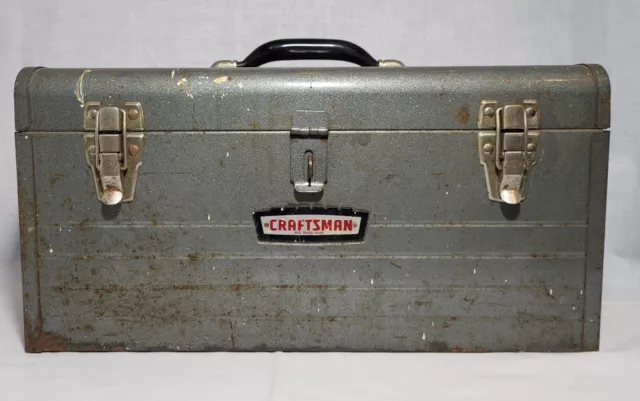 Vintage Craftsman 6500 Crown Logo Metal Tool Box With Tray 18"x8"x9"