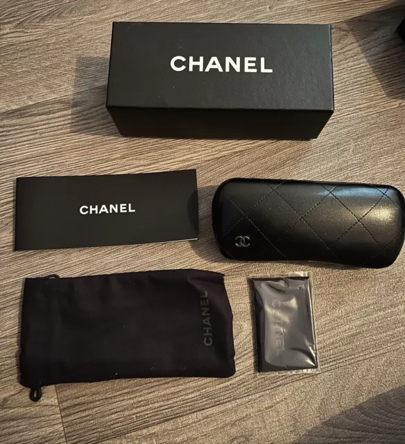Chanel Black Quilted Clam Shell Glasses Case