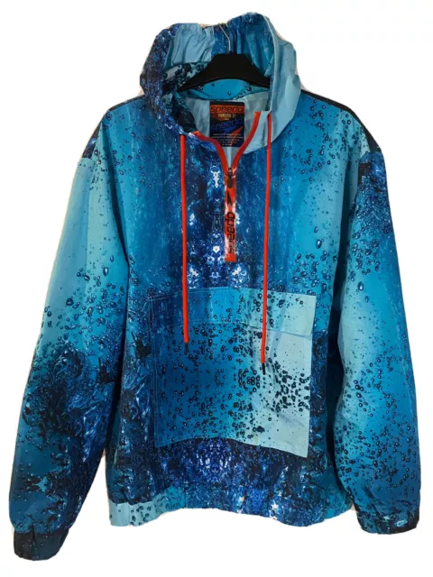 Speedo x Forever 21 Mens XL Limited Edition Blue Water Print Anorak Hoodie