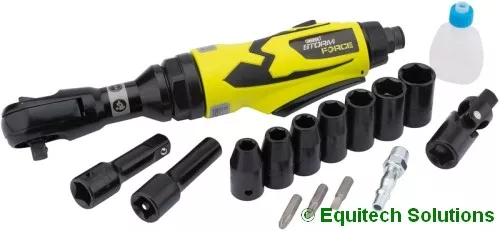 Air Impact Ratchet Composite 3/8" Sq Drive Air Kit & Sockets Draper 83426