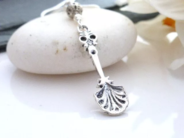 Pretty Victorian Style Silver Spoon Necklace, 17" Silver Brass Snake Chain, Gift