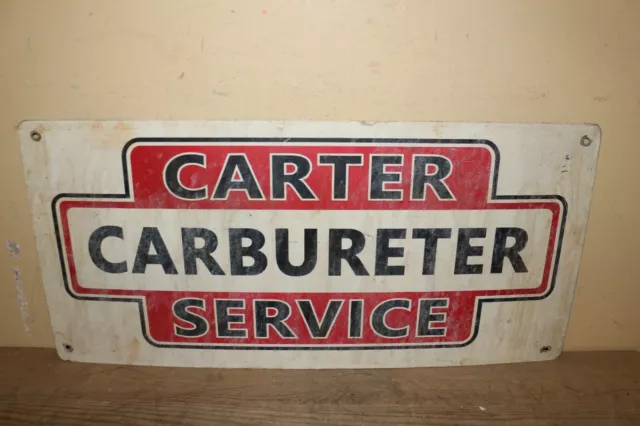Vintage 1950's Carter Carbureter Service Gas Station Chevrolet 23" Metal Sign