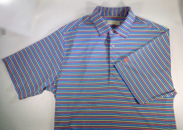 Donald Ross Polo Shirt Men's Large Golf Men Short Sleeve Striped 100% Polyester