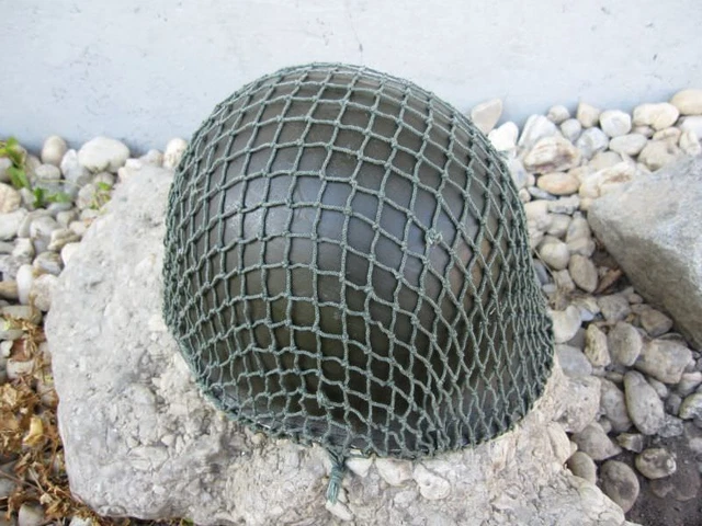 US Army M1 Stahlhelm Komplett Innenhelm + Woodland + Tarnnetz 1969 Vietnam Zeit