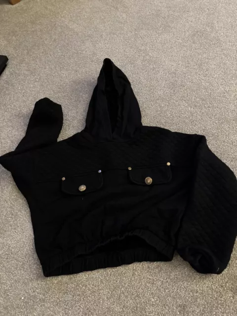 Girls River Island Black Cropped Hoodie Age 9-10