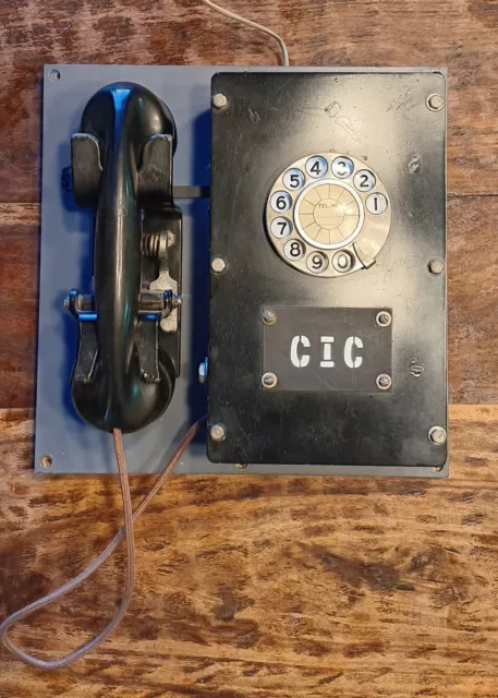 US NAVY  SHIPBOARD TELEPHONE w/HANDSET LOCK Marked "CIC"