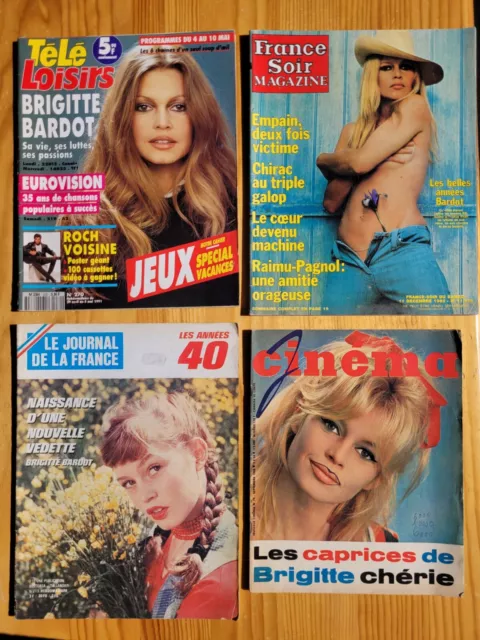 Lot De 4 Magazines Revues Francaises Brigitte Bardot En Couverture