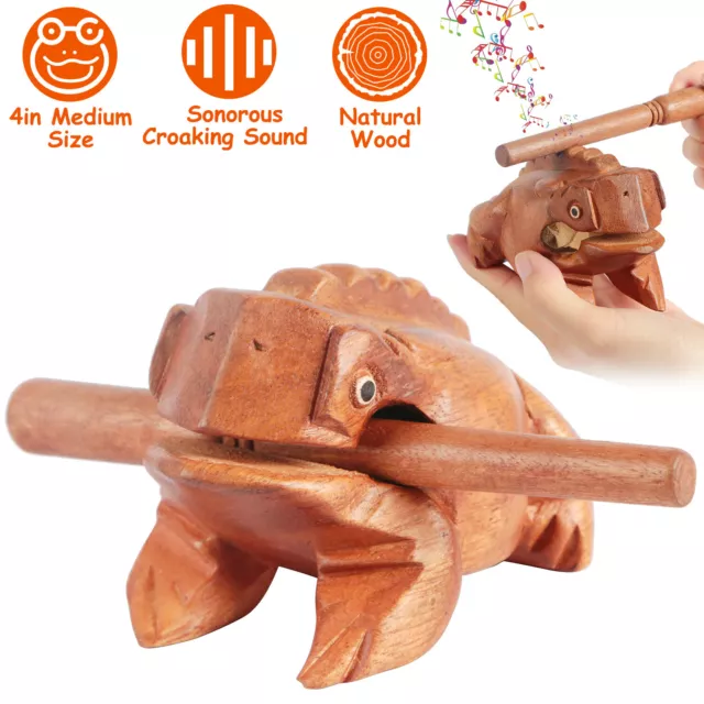 Wooden Frog Musical Percussion  Instrument Handcraft Wood Toy Frog Croaking Fun