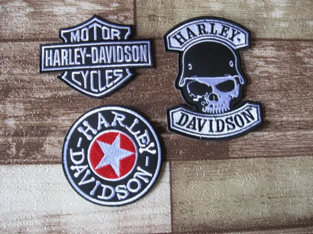 3x Aufnäher Patch Motorcycles Harley-Davidson Racing Motorradsport Biker Race GT