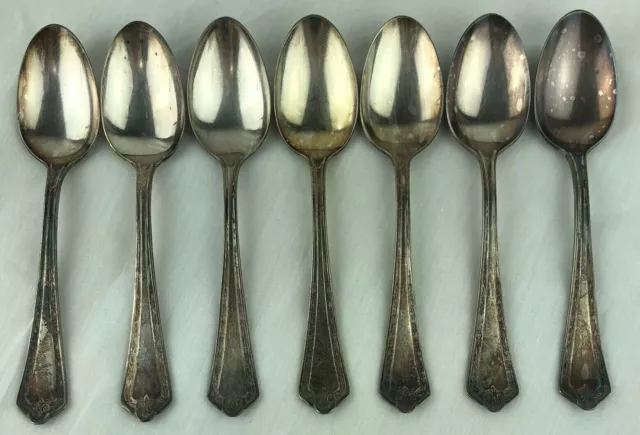 Wm Rogers & Son AA Silver Plate Hamden 7 Teaspoons Spoon Pat. Dec. 28 1915
