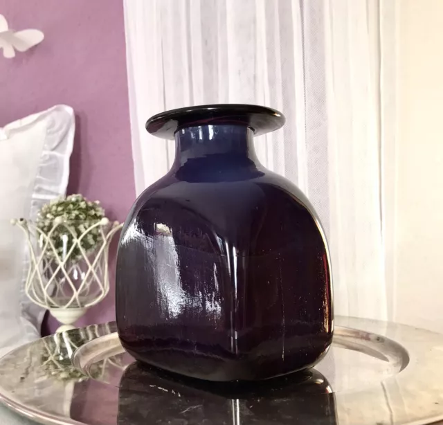 Amethyst Lila Vase Blumenvase Glasvase Glas Abriss Kragen Vintage Glaskunst