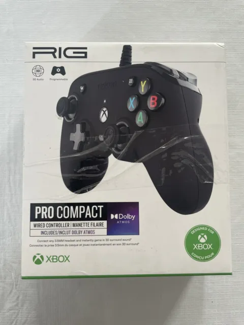 RIG Nacon Pro Compact Controller 50-1147-01 Wired Dolby Atmos Xbox One S X Black