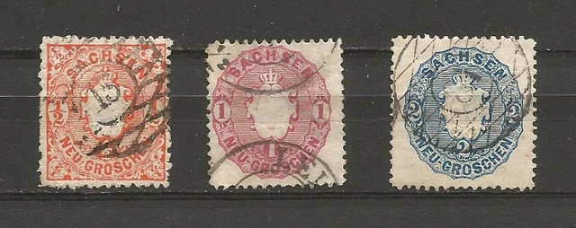 Deutsches Reich Sachsen 1863 Mi 15 16 17 1/2 1 2 neu-groschen