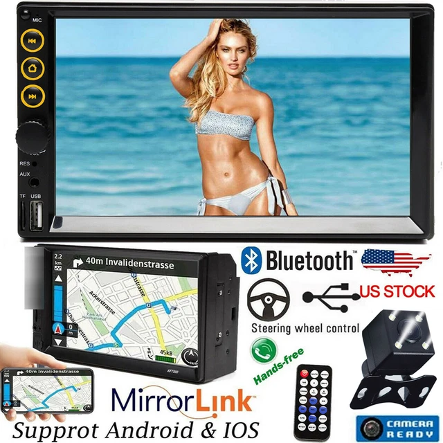 7" Double 2DIN Car Stereo Radio MP5 Player Mirror Link For GPS Navigation+Camera