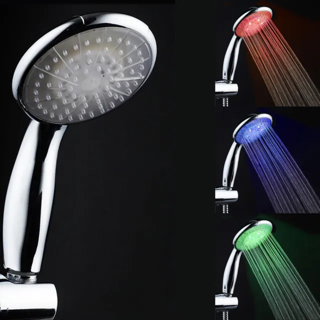 LED Shower Head Temperature 3 Color Changing  Square ABS Finish  Leds For The