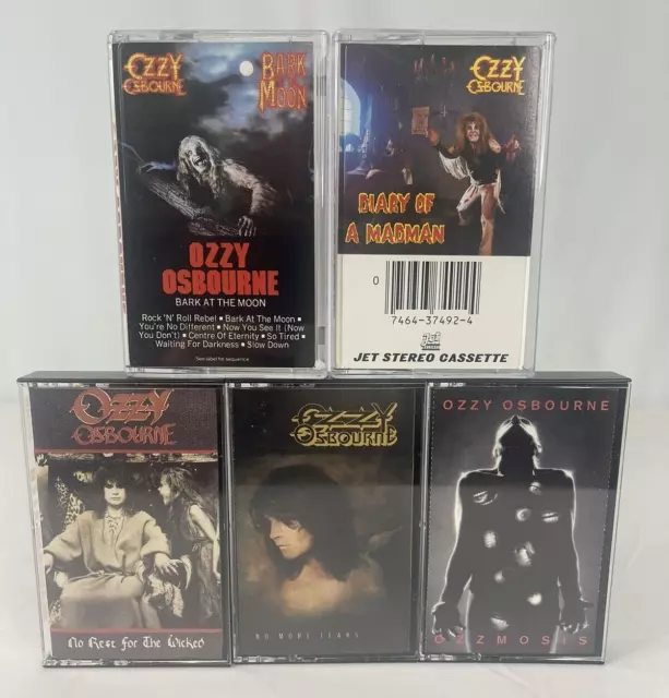Cassette Tape Lot x5 OZZY OSBOURNE Diary Bark Moon Wicked No More Tears Ozzmosis