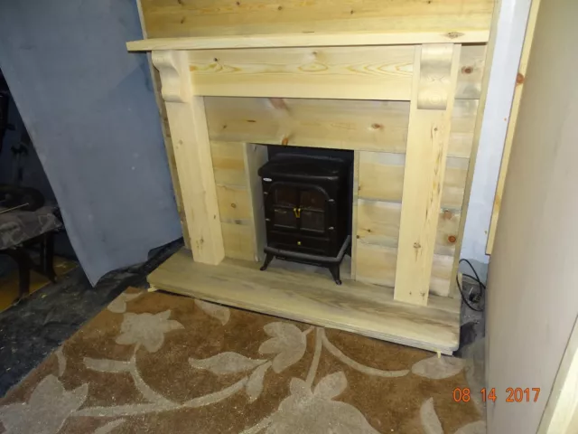 PINE CHUNKY FIRE SURROUND fireplace mantle WITH CORBELS free postage