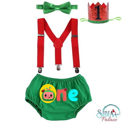 Baby Boy One Coco Melon Cake Smash 1st Birthday Costume Photo Prop Outfit Set