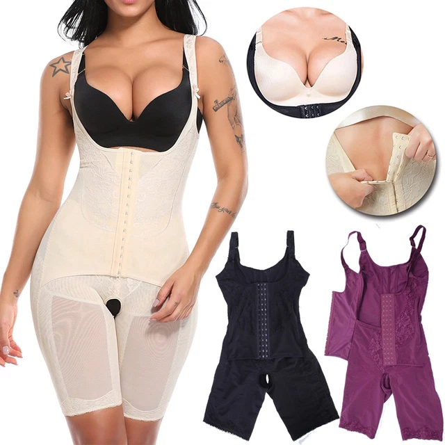 UK WOMEN ALL In One Body Shaper Corset Tummy Control Girdle Open Bust