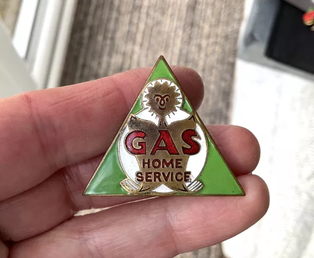 Vintage Gas Board Enamel Pin Badge  MR THERM Man Gas  Home Service Fattorini