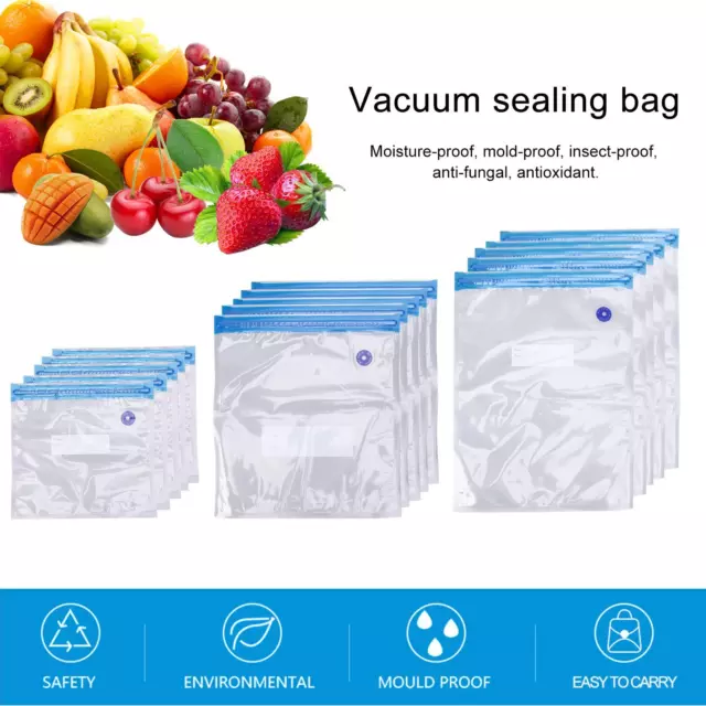 fr Reusable Vacuum Food Storage Bag 3 Sizes Vacuum Food Bags with Air Valve Sets