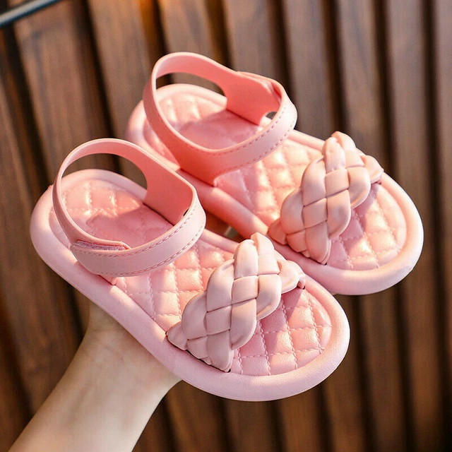 Girls Weave Flat Sandals Summer Toddler Baby Kids Holiday Princess Shoes Size 4