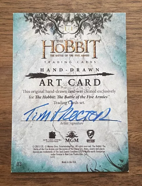 2015 The Hobbit Battle Of The Five Armies 1/1 Sketch Card By Tim Proctor GG 2