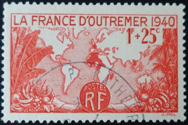 Frankreich Briefmarke La Im Ausland N°453 Abstempelung Stempel Links Date