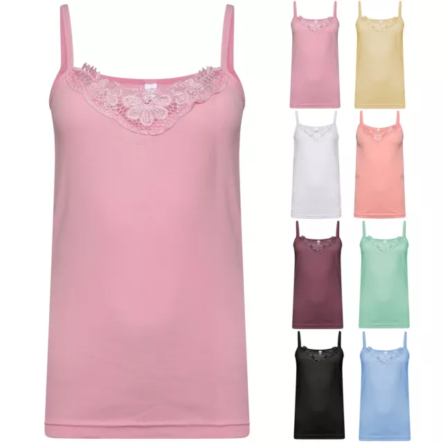 Ladies Women Girls Stretch Cami Camisole Vest Adjustable Straps Singlet Tank  Top