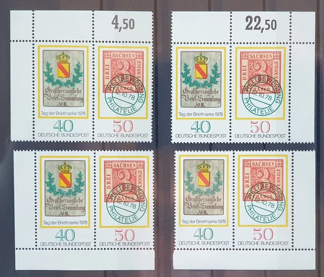 Bund 1978 ** 4x ZD Mi 980-1 Briefmarke Eckrand Paar jede Ecke oben unten (2034)