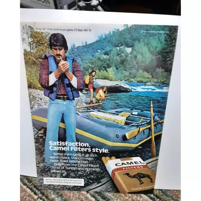 Camel Cigarettes Man Smoking Raft Girl Hikers 1979 Magazine Print Ad