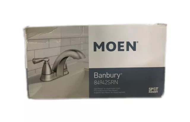 MOEN Banbury 4 in Centerset Double Handle Low-Arc Bathroom Faucet Brushed Nickel