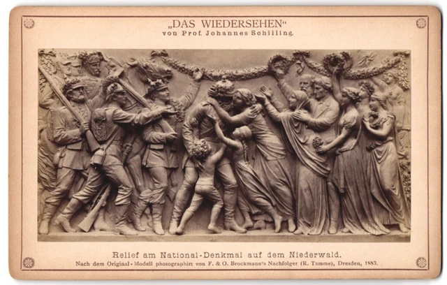 Fotografie F. & O. Brockmann, Dresden, Ansicht Rüdesheim, Relief Das Wiedersehe