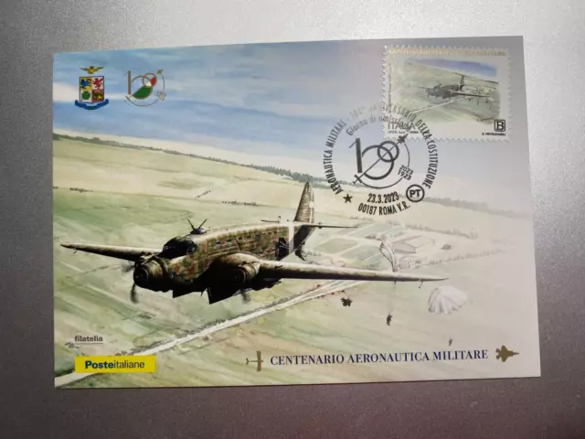 2023 Cartolina Filatelica 100°  Aeronautica Militare SIAI Marchetti Marsupiale