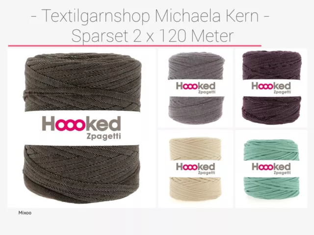 (€ 0,07/Meter) Textilgarn Sparset wie Hoooked Zpagetti Hooked 2 x 120 Meter