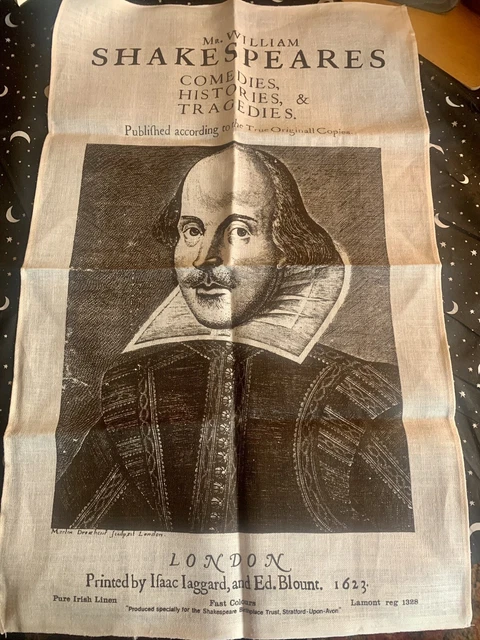 Vintage Shakespeare Linen Tea Towel/Wall Hanging Gift Present