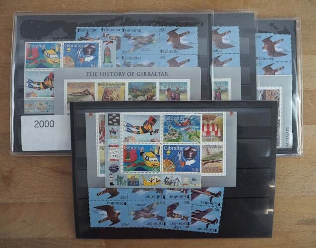 2000 Gibraltar; 16 komplette Jahrgänge ohne Freimarke, postfrisch/MNH, ME 1184,-