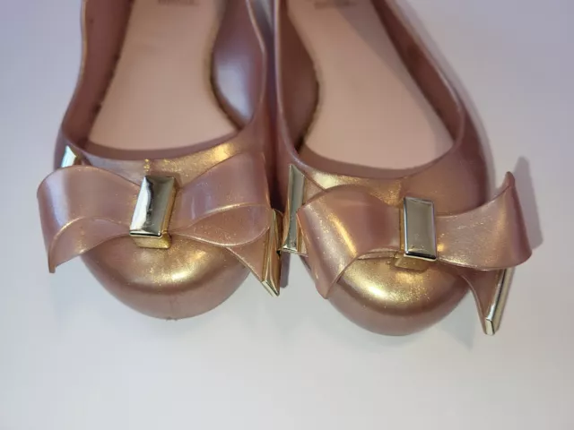 Girls Mel by Melissa Space Love Jelly Flats size 11 little kids rose gold bow 2