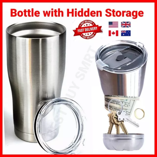 Stainless Steel Coffee Mug Tumbler Diversion Safe Water Bottle Stash Box Hidden