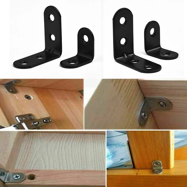 10pcs Noir En Forme De L Support + 1 Set De Vis for Chaise Armoire Connecteur