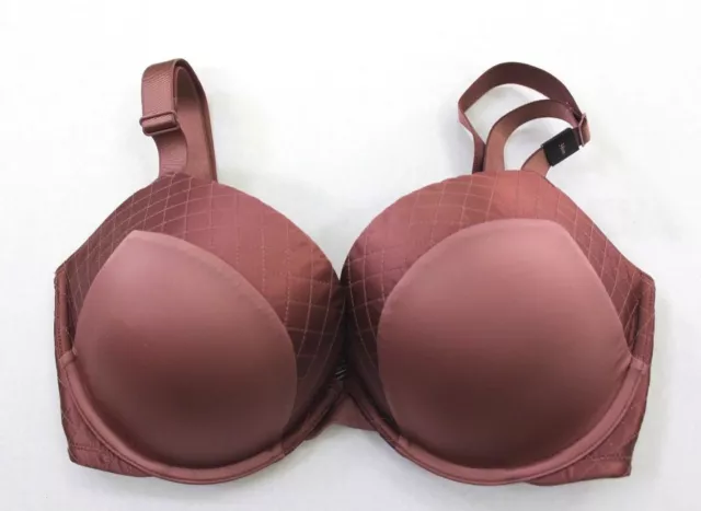 Victoria's Secret Quilted Satin Plunge Push Up Bra Vintage Rose Size 34DD