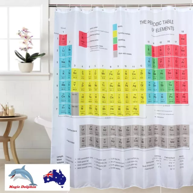 Periodic Table Shower Curtain Big Bang Theory Elements Polyester Fabric TBBT NEW