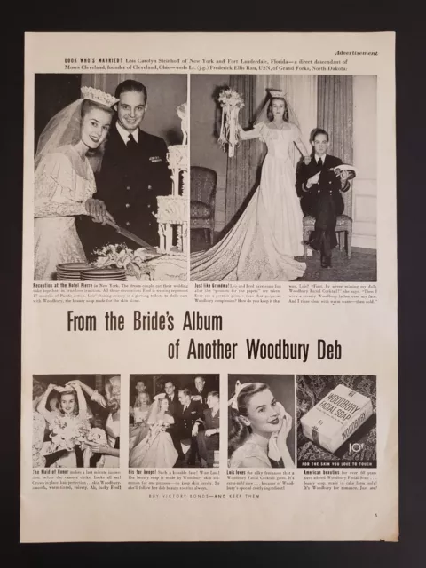 1946 Print Ad Woodbury Facial Soap Newly Weds Cutting Cake