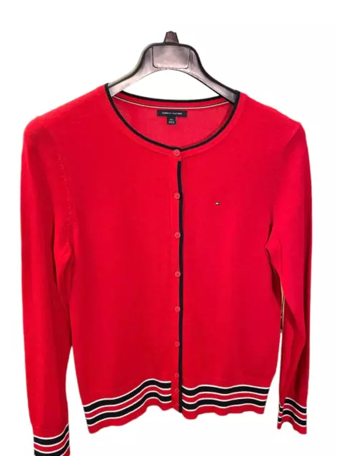 Tommy Hilfiger Women's (L) Red 100% Cotton Button Cardigan Sweater.  MSRP: $105