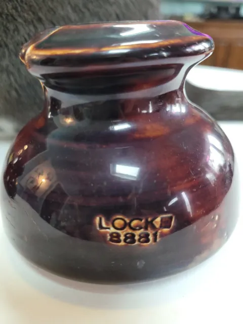 Vintage Locke Brown Porcelain Insulator Telephone Pole Antique Collectible 8881