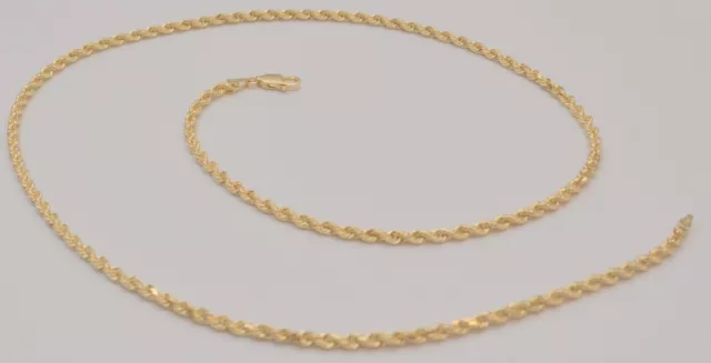 14K Solid Yellow Gold Diamond Cut Rope Chain Link Necklace 20 Inches 13.9 Gr C4